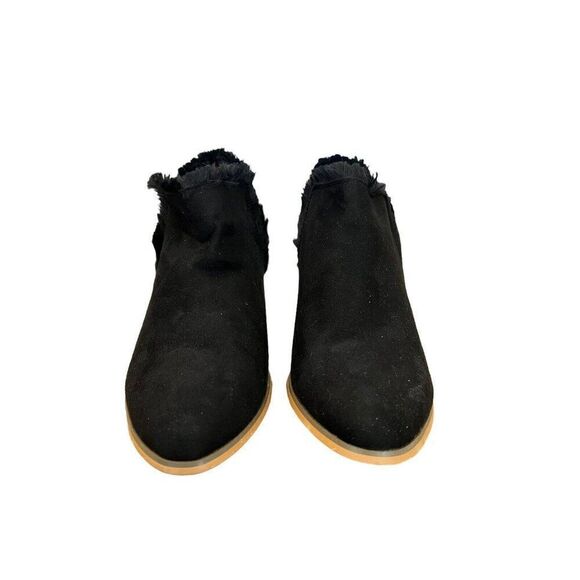 Women's 9 M Black Faux Suede Ankle Booties Soft Cushion Wedge Pull On Shoes - Picture 6 of 8